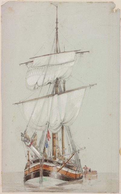 Studie van een zeilschip door John Wilson Carmichael